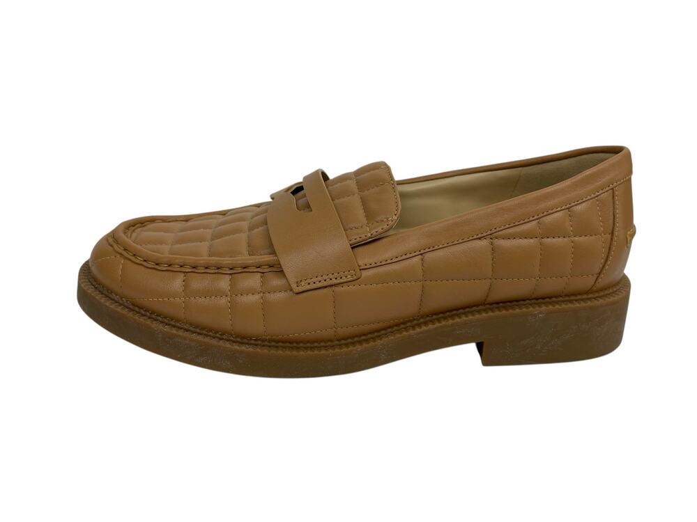 Michael Kors Eden Womens Tan Brown Quilted Leather Slip-On Penny Loafer Shoes 9M